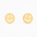Smiley Silver Studs - Smiley Earring Studs - Round Silver Earrings