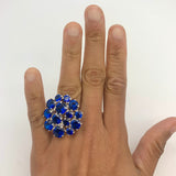 Elegant Created Sapphire Ring in 925 Sterling Silver, featuring a dazzling blue cluster, perfect for stylish everyday wear.