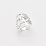 Large Rose Ring - Long Flower Ring - Statement Silver Ring