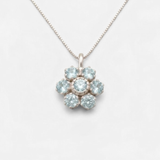 Aquamarine Necklace - Blue Flower Necklace - Large Aquamarine Necklace