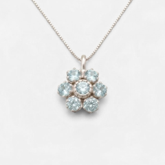 Aquamarine Necklace - Blue Flower Necklace - Large Aquamarine Necklace