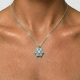 Aquamarine Necklace - Blue Flower Necklace - Large Aquamarine Necklace