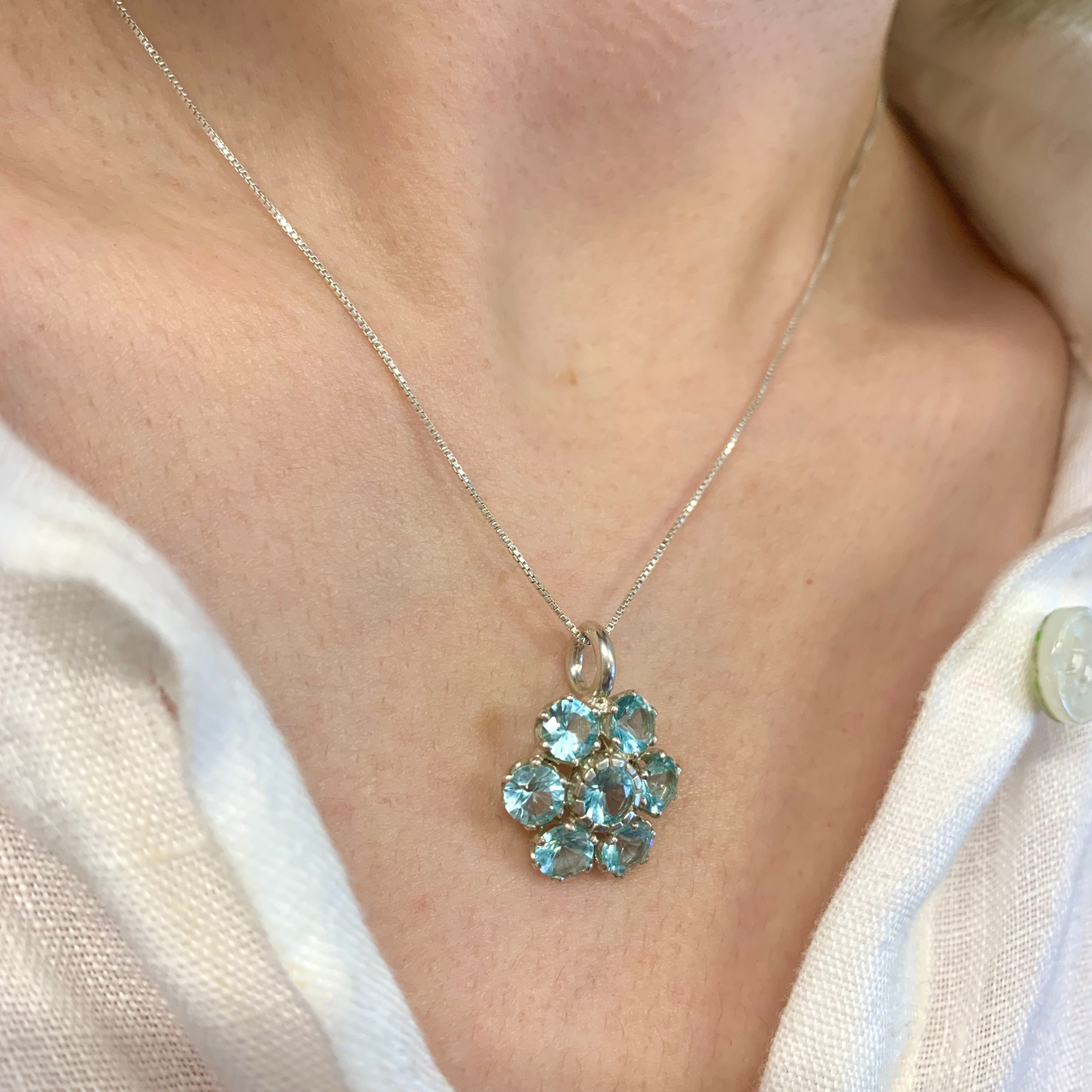 2242-P-cAQ: Sterling Silver 925 Created Aquamarine