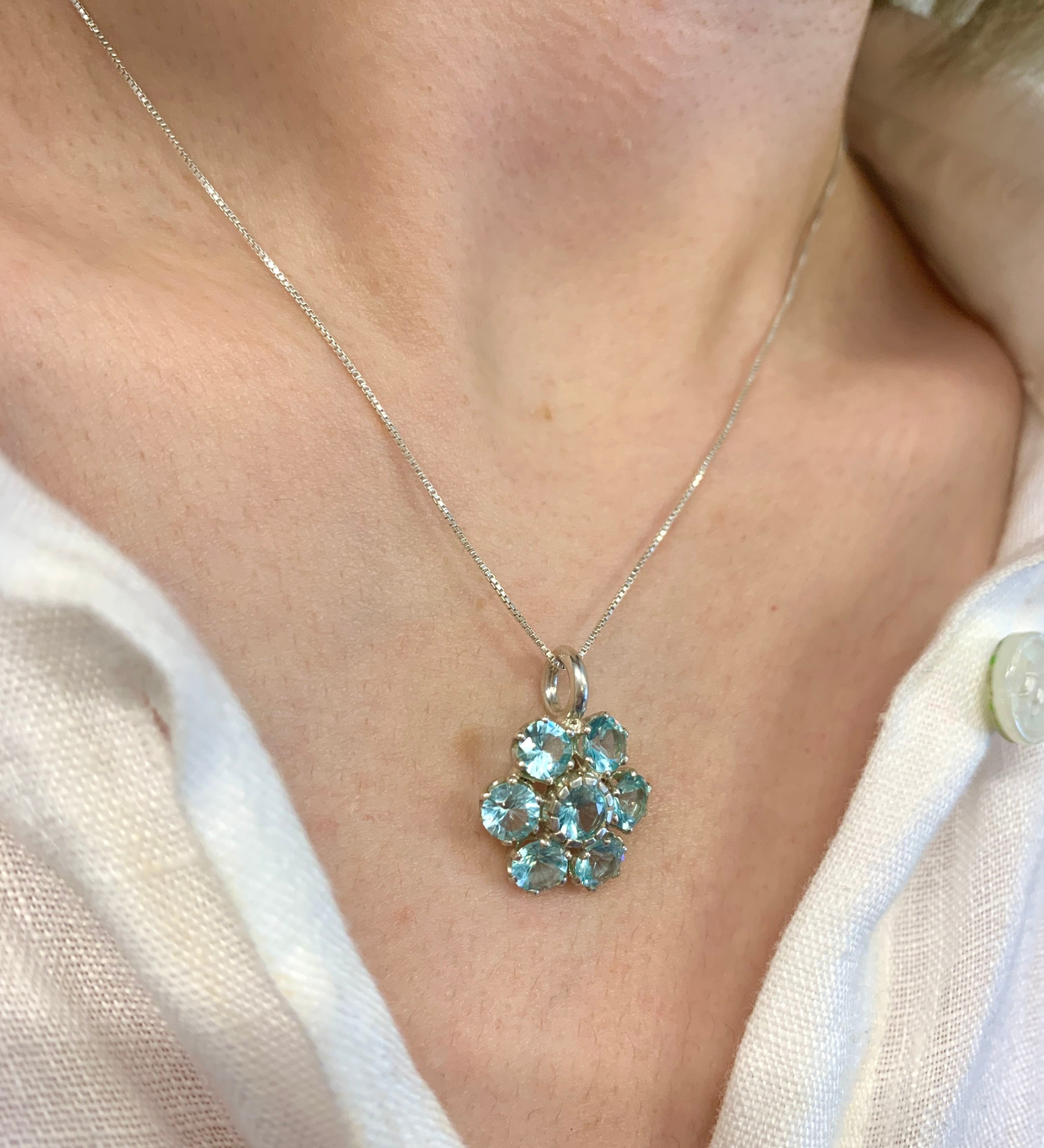 2242-P-cAQ: Sterling Silver 925 Created Aquamarine