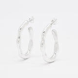 Silver Bamboo Hoop Earrings - Round Hoops Earrings - Hoops Earrings
