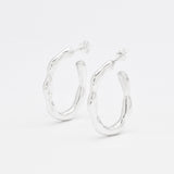 Silver Bamboo Hoop Earrings - Round Hoops Earrings - Hoops Earrings