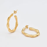 Silver Bamboo Hoop Earrings - Round Hoops Earrings - Hoops Earrings