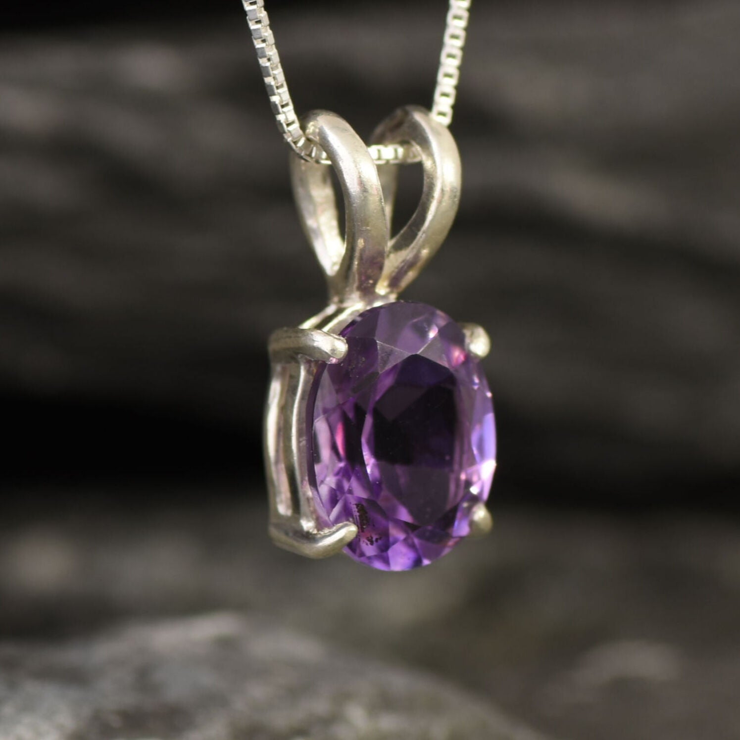 Amethyst Pendant, Natural Amethyst, February Birthstone, Purple Pendant, Vintage Pendant, Dainty Pendant, Solid Silver Pendant, Amethyst