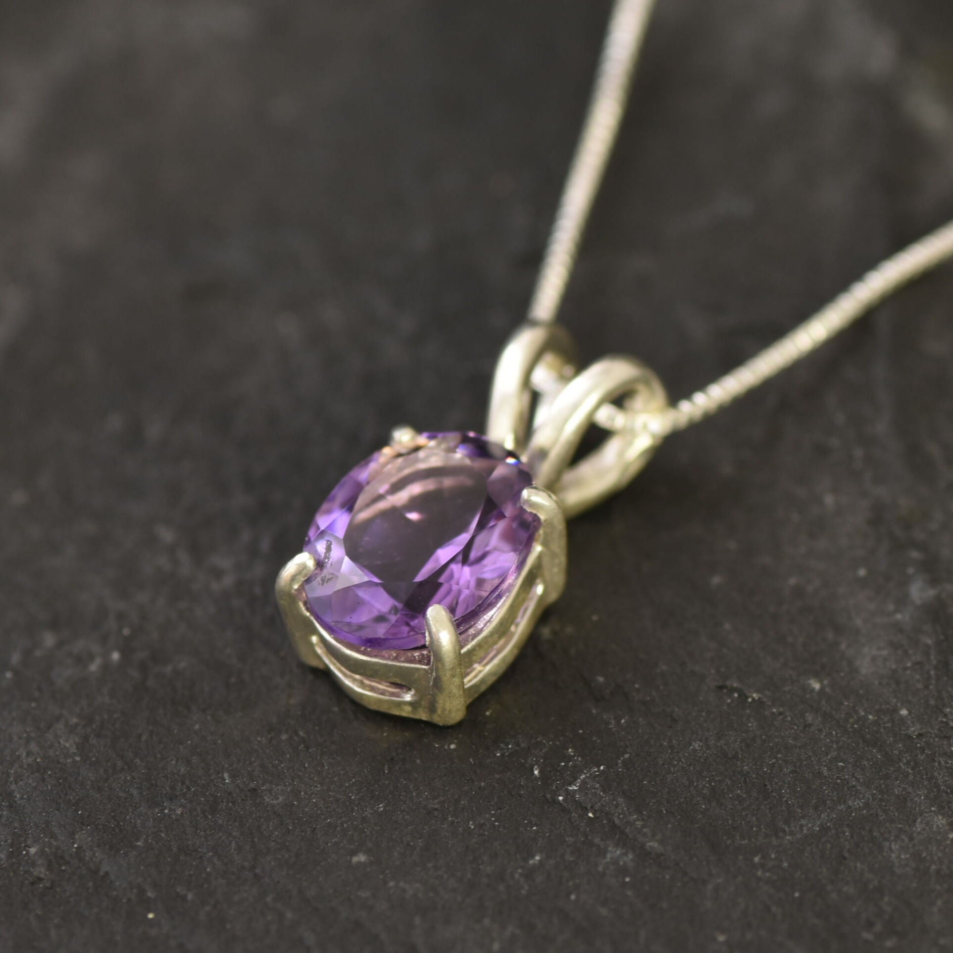 Amethyst Pendant, Natural Amethyst, February Birthstone, Purple Pendant, Vintage Pendant, Dainty Pendant, Solid Silver Pendant, Amethyst