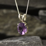 Amethyst Pendant, Natural Amethyst, February Birthstone, Purple Pendant, Vintage Pendant, Dainty Pendant, Solid Silver Pendant, Amethyst