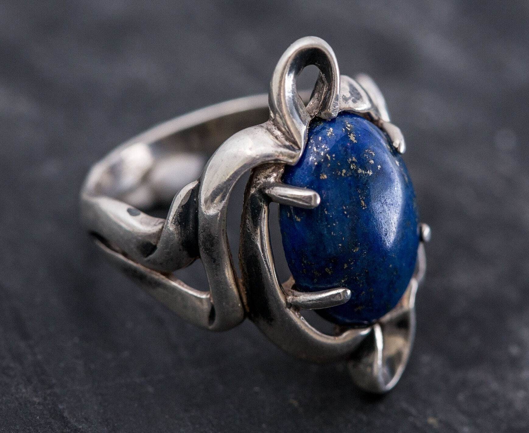 Artistic Lapis Ring, Lapis Lazuli Ring, Blue Lapis Lazuli, December Birthstone, Unique Design, Vintage Ring, Solid Silver Ring, Lapis Lazuli