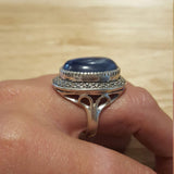 Large Kyanite Ring, Natural Kyanite, Vintage Blue Ring, Large Stone Ring, African Kyanite Ring, Unique Statement Ring, Rare By Adina