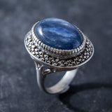 Large Kyanite Ring, Natural Kyanite, Vintage Blue Ring, Large Stone Ring, African Kyanite Ring, Unique Statement Ring, Rare By Adina