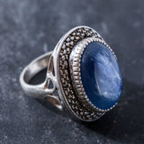 Large Kyanite Ring, Natural Kyanite, Vintage Blue Ring, Large Stone Ring, African Kyanite Ring, Unique Statement Ring, Rare By Adina