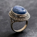 Large Kyanite Ring, Natural Kyanite, Vintage Blue Ring, Large Stone Ring, African Kyanite Ring, Unique Statement Ring, Rare By Adina