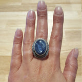Large Kyanite Ring, Natural Kyanite, Vintage Blue Ring, Large Stone Ring, African Kyanite Ring, Unique Statement Ring, Rare By Adina