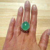 Large Chrysoprase Ring, Natural Chrysoprase, Vintage Silver Ring, Green Statement Ring, Cocktail Ring, Solid Silver Ring, Rare By Adina