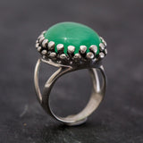 Large Chrysoprase Ring, Natural Chrysoprase, Vintage Silver Ring, Green Statement Ring, Cocktail Ring, Solid Silver Ring, Rare By Adina