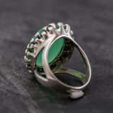 Large Chrysoprase Ring, Natural Chrysoprase, Vintage Silver Ring, Green Statement Ring, Cocktail Ring, Solid Silver Ring, Rare By Adina