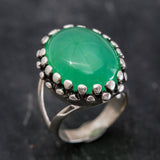 Large Chrysoprase Ring, Natural Chrysoprase, Vintage Silver Ring, Green Statement Ring, Cocktail Ring, Solid Silver Ring, Rare By Adina