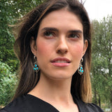 Chrysoprase Earrings, Natural Chrysoprase, Natural Ruby, May Birthstone, Flower Earrings, Vintage Earrings, Silver Earrings, Chrysoprase