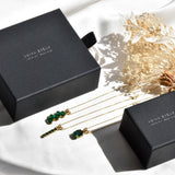 Gold Emerald Earrings - Princess Diana Earrings, Long Green Earrings