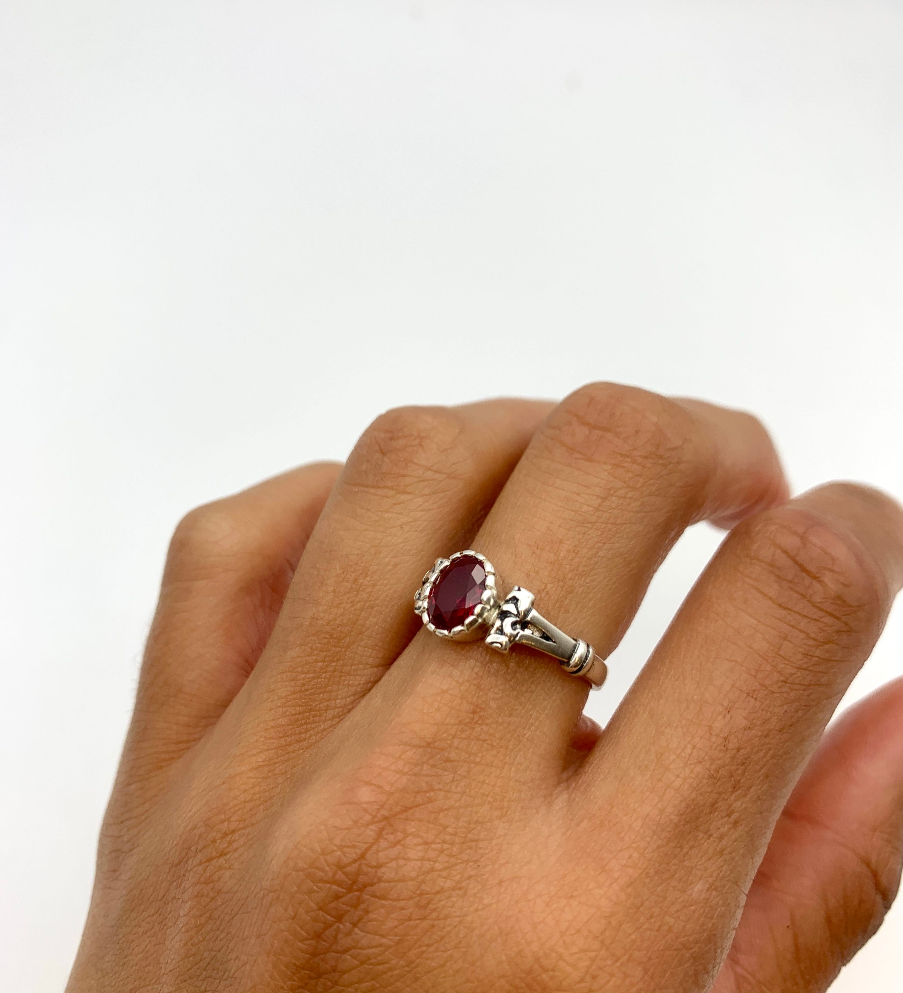Created Ruby Ring in 925 Sterling Silver, featuring an Oval Created Red Ruby, perfect for July birthdays and special occasions.