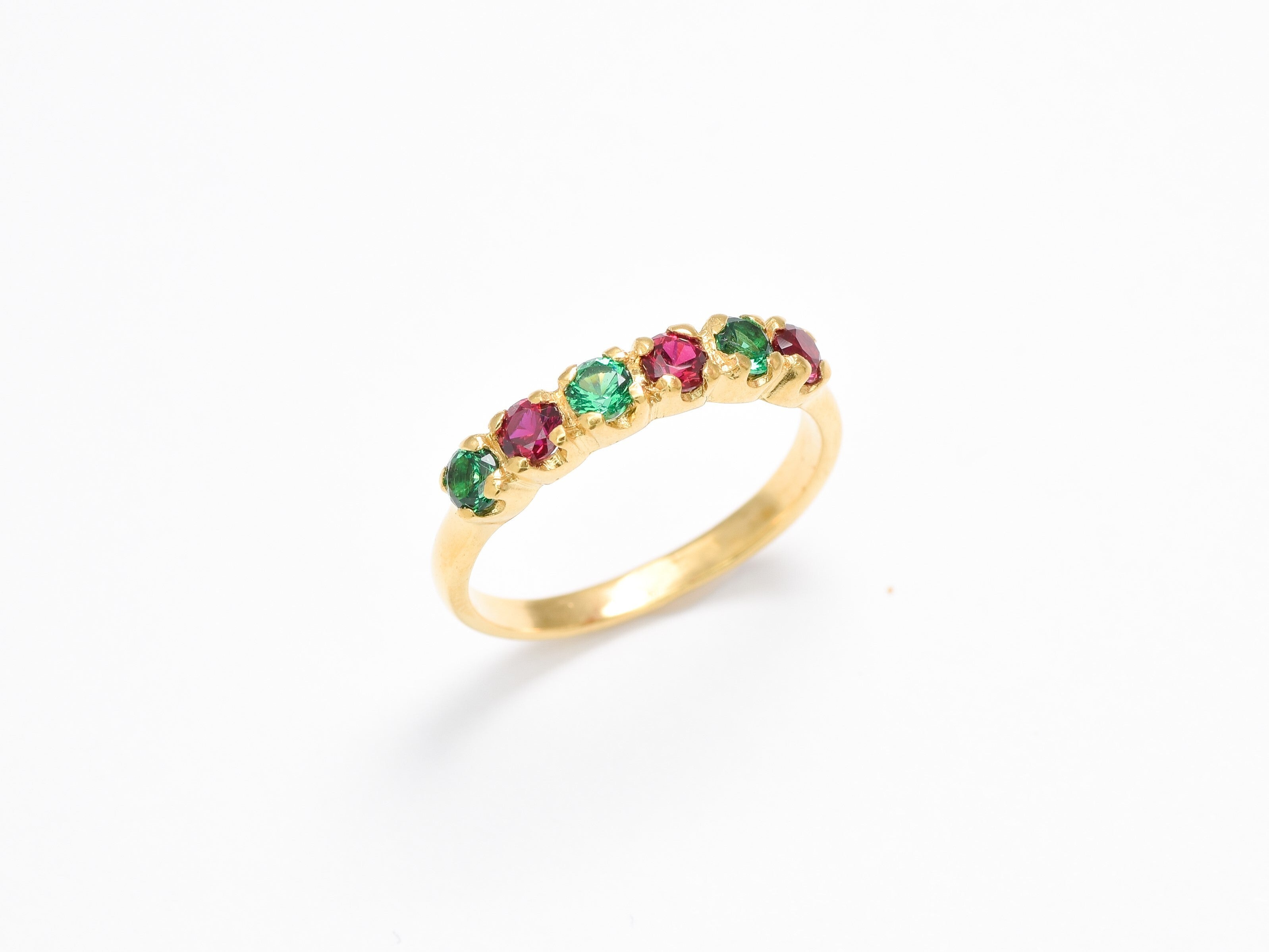 Created Emerald Ring made in 18k Gold Vermeil with Round Created Green Emerald in Channel-Set setting, May Birthstone gift idea, symbolizes, ideal for everyday wear and perfect for birthday gifting and special occasions.