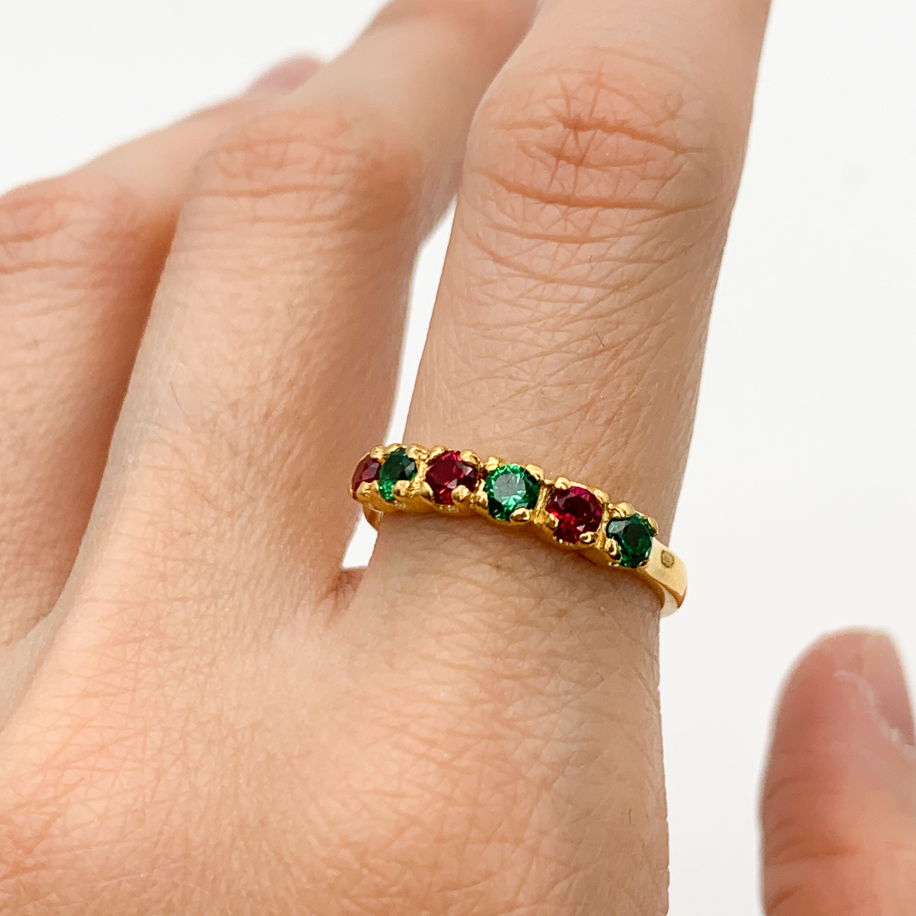 Elegant 18k Gold Vermeil ring featuring a round Created Green Emerald, perfect for May birthdays and special occasions.