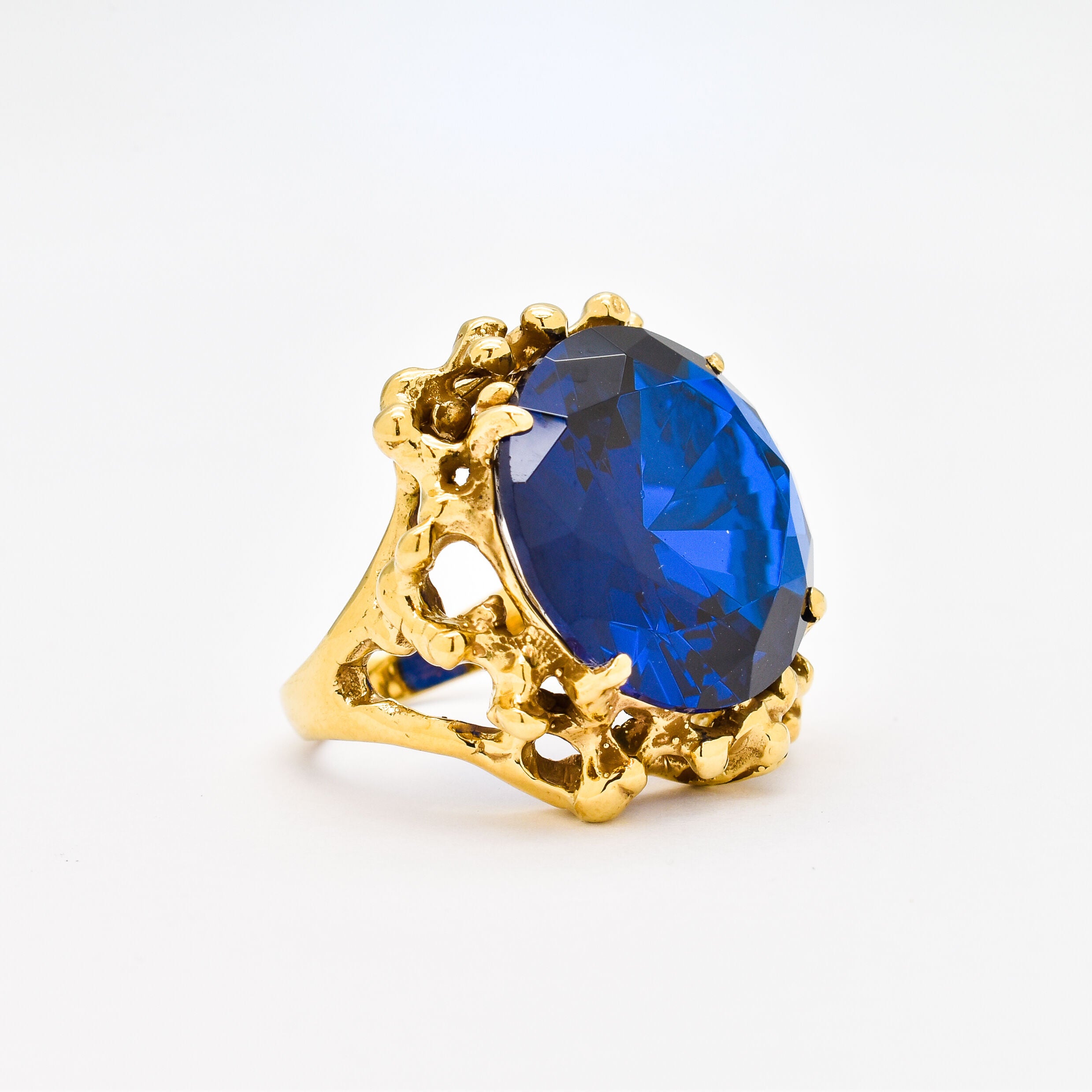 2438-R-cSAP: Gold Vermeil 18k Created Sapphire