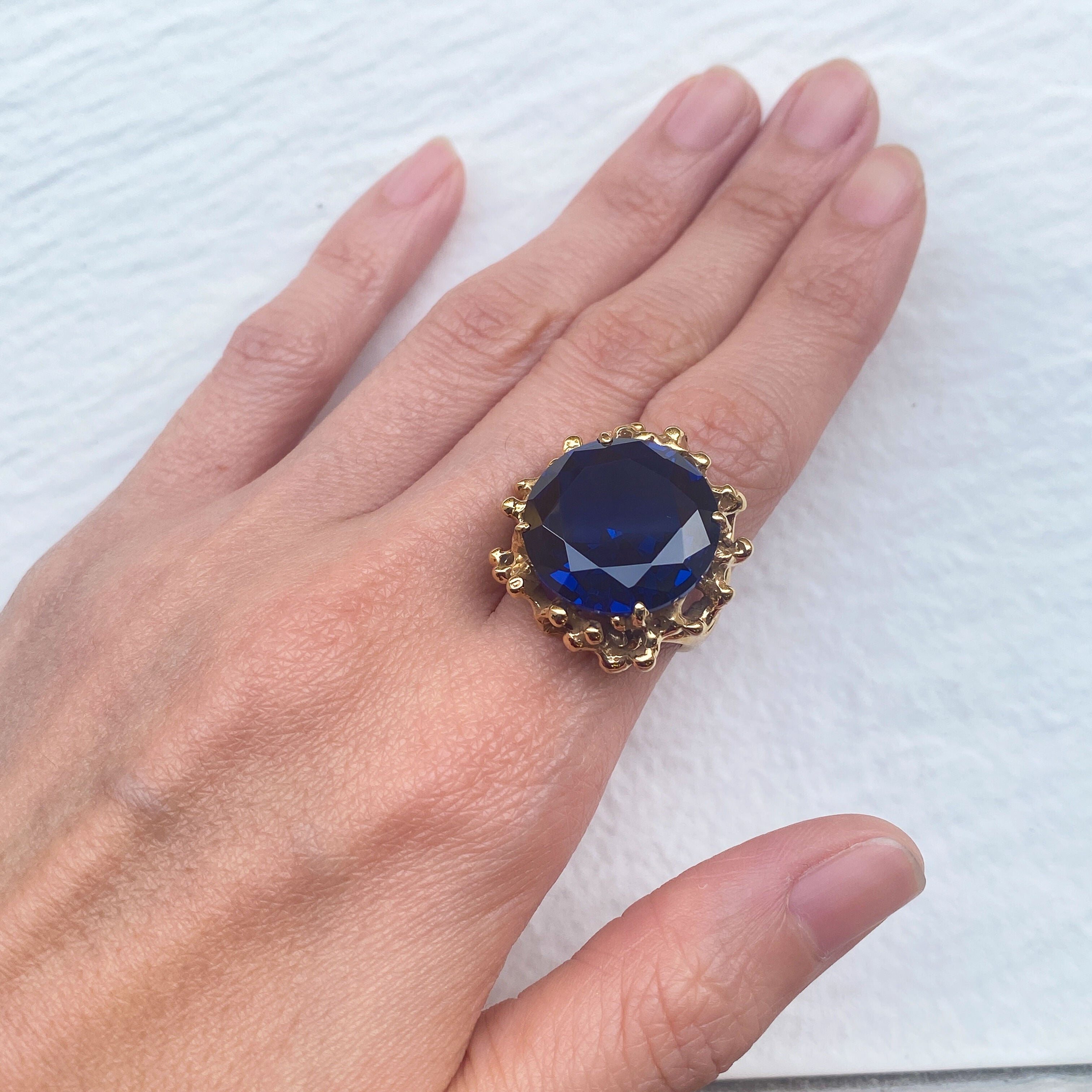 2438-R-cSAP: Gold Vermeil 18k Created Sapphire