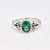 Beautiful 925 Sterling Silver ring with an exquisite oval Created Green Emerald, an ideal gift for May birthdays and anniversaries.