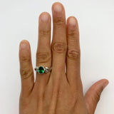Stylish 925 Sterling Silver ring set with a lovely oval Created Green Emerald, a meaningful gift for May birthdays and celebrations.