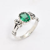 Created Emerald Ring made in 925 Sterling Silver with Oval Created Green Emerald in Prong setting, May Birthstone gift idea, symbolizes, ideal for everyday wear and perfect for birthday gifting and special occasions.