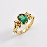Created Emerald Ring made in 18k Gold Vermeil with Oval Created Green Emerald in Prong setting, May Birthstone gift idea, symbolizes, ideal for everyday wear and perfect for birthday gifting and special occasions.