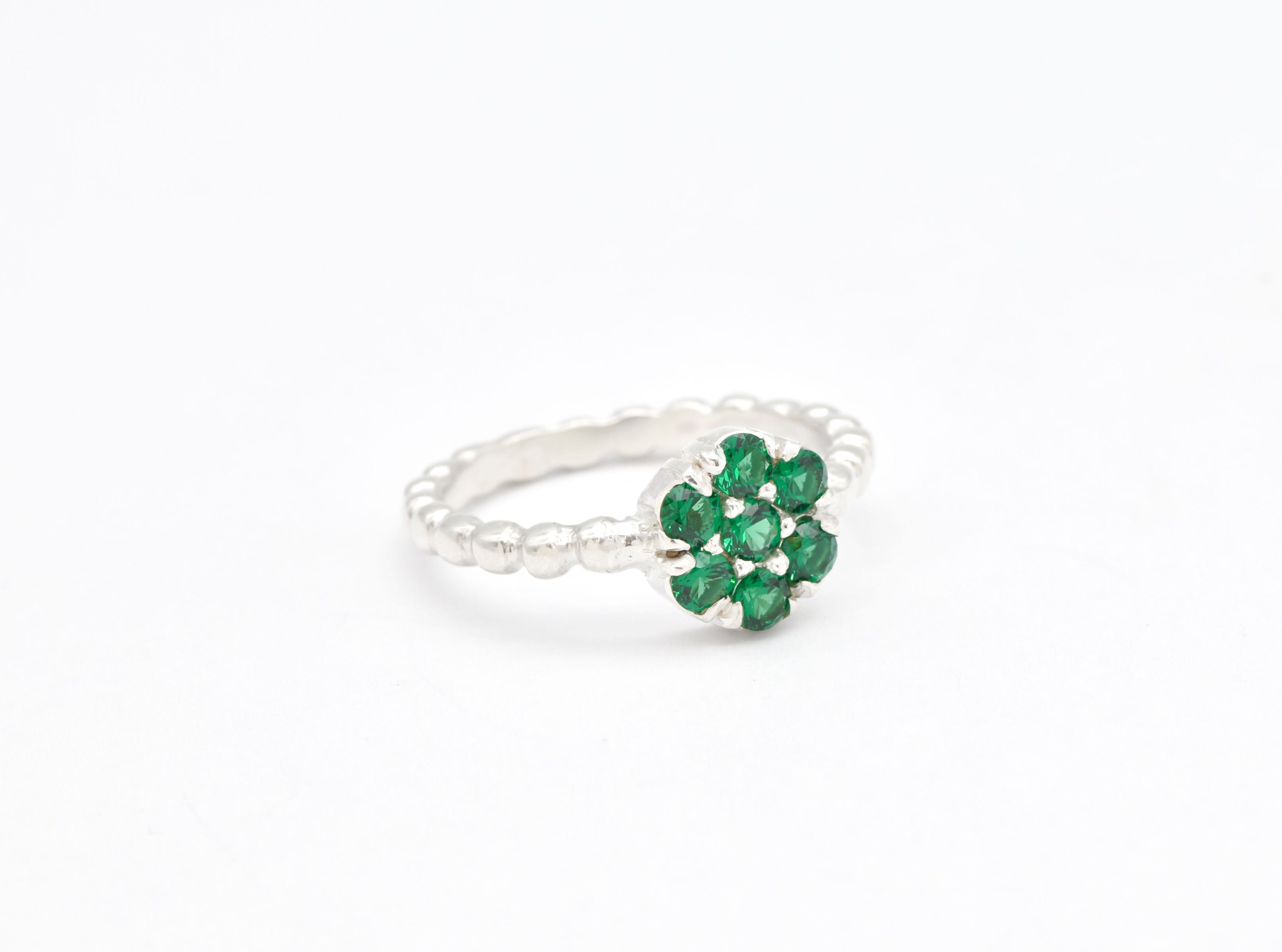 2609-R-cEME: Sterling Silver 925 Created Emerald