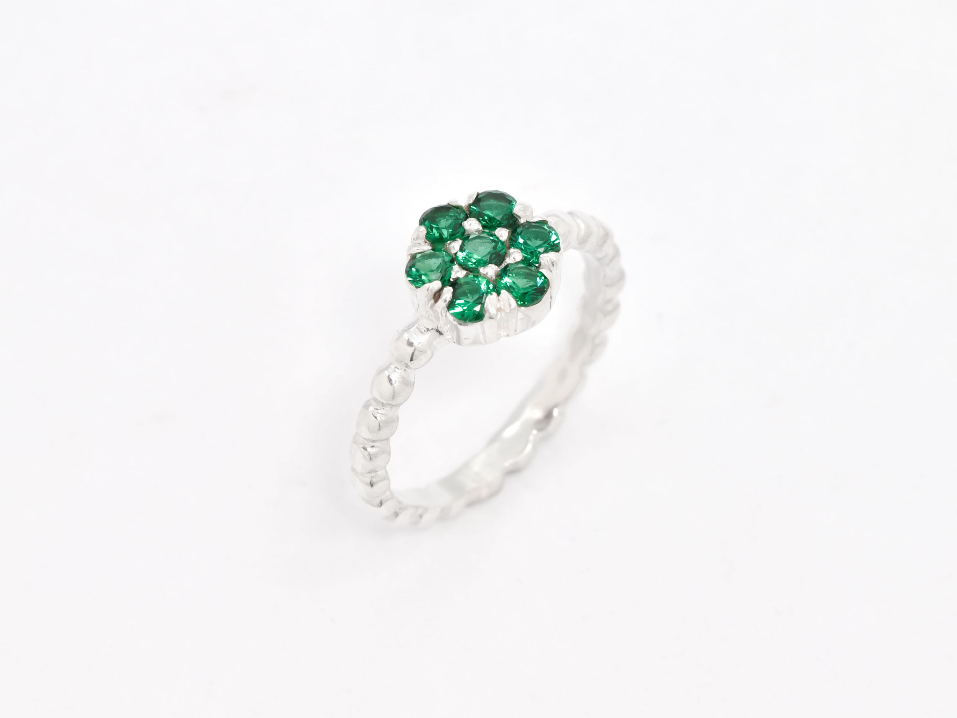 2609-R-cEME: Sterling Silver 925 Created Emerald