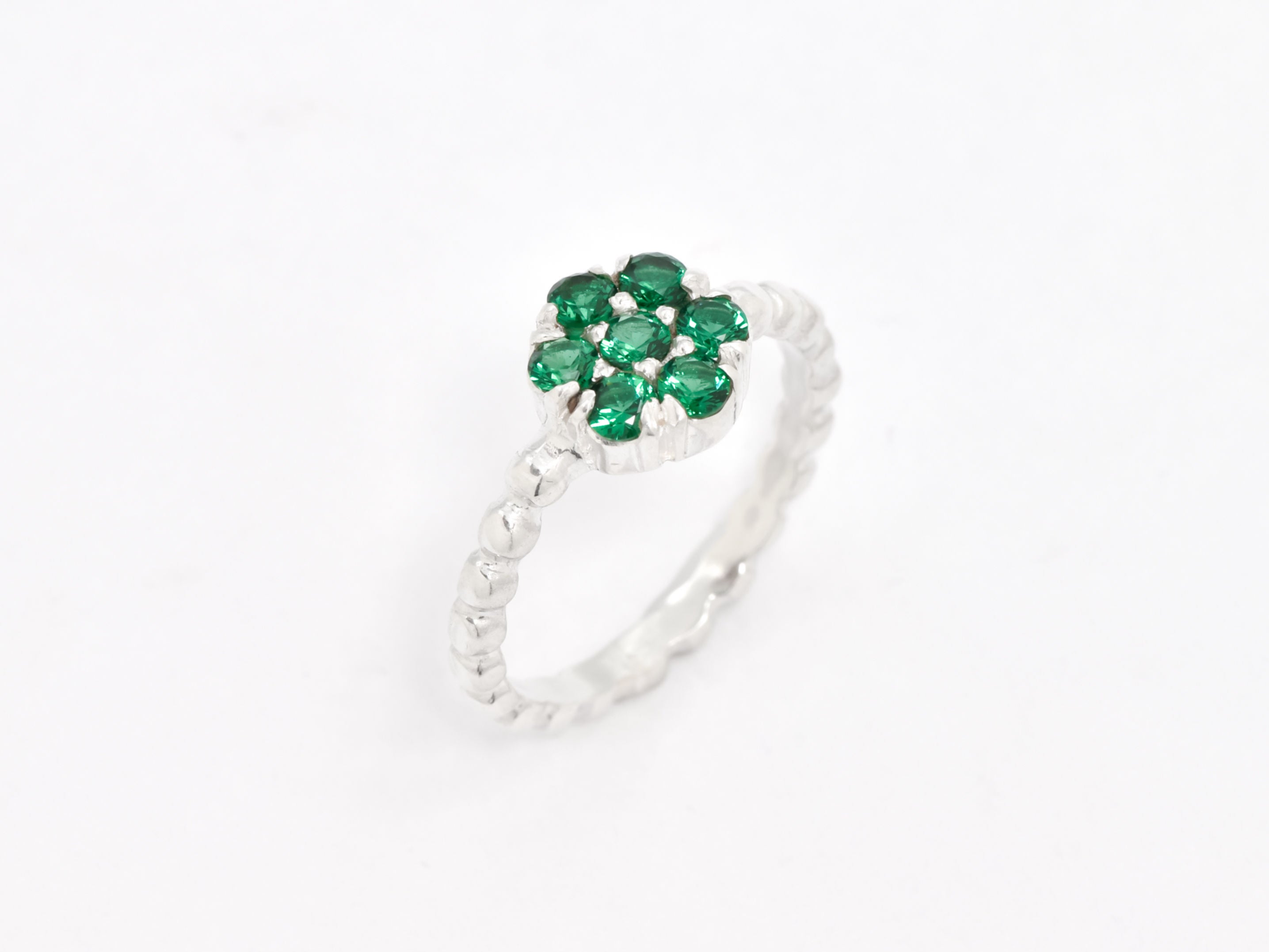 2609-R-cEME: Sterling Silver 925 Created Emerald