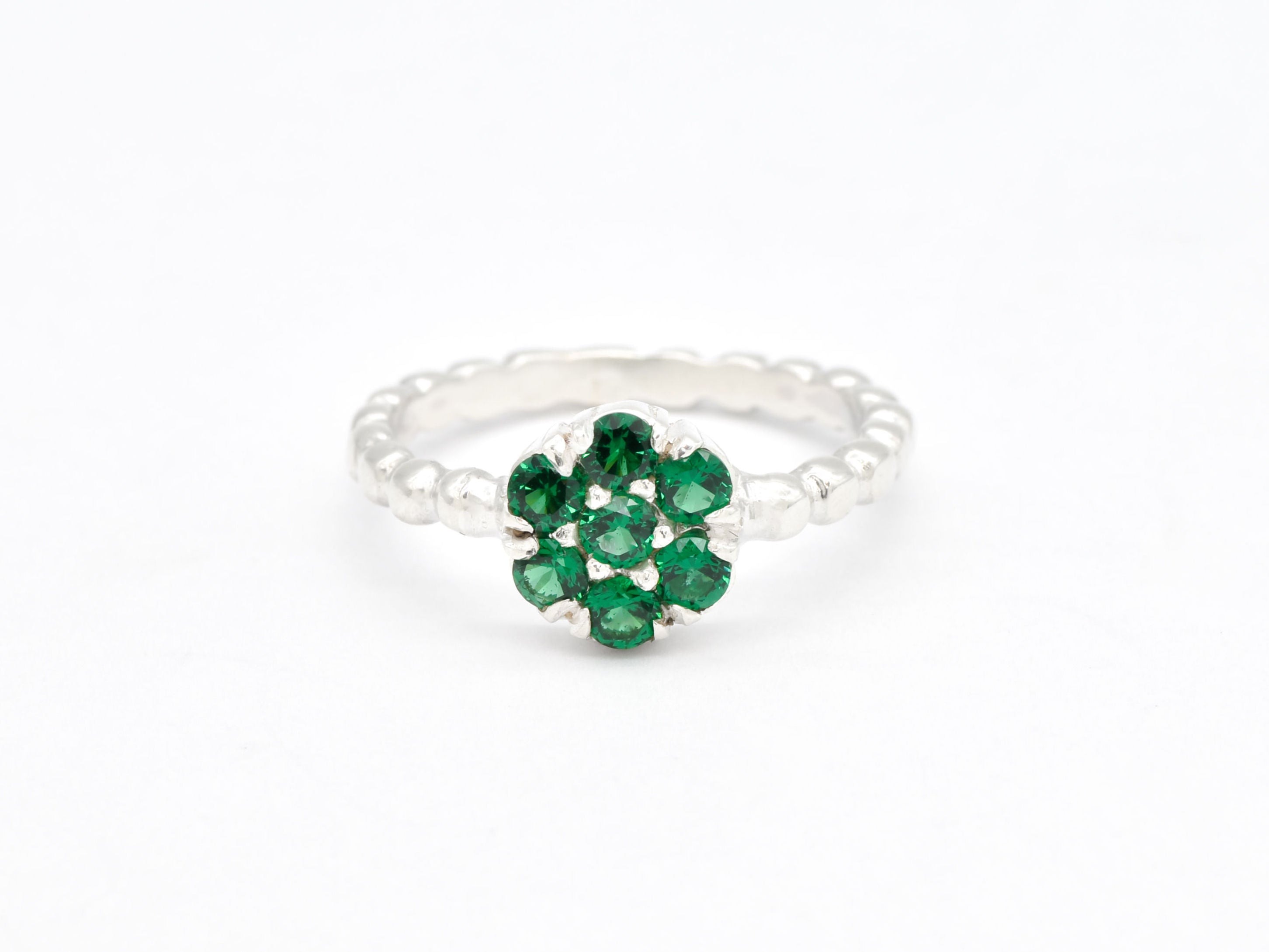 2609-R-cEME: Sterling Silver 925 Created Emerald