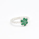 Stunning Cluster Set Emerald Ring in 925 Sterling Silver, perfect for May birthdays and elegant everyday wear.