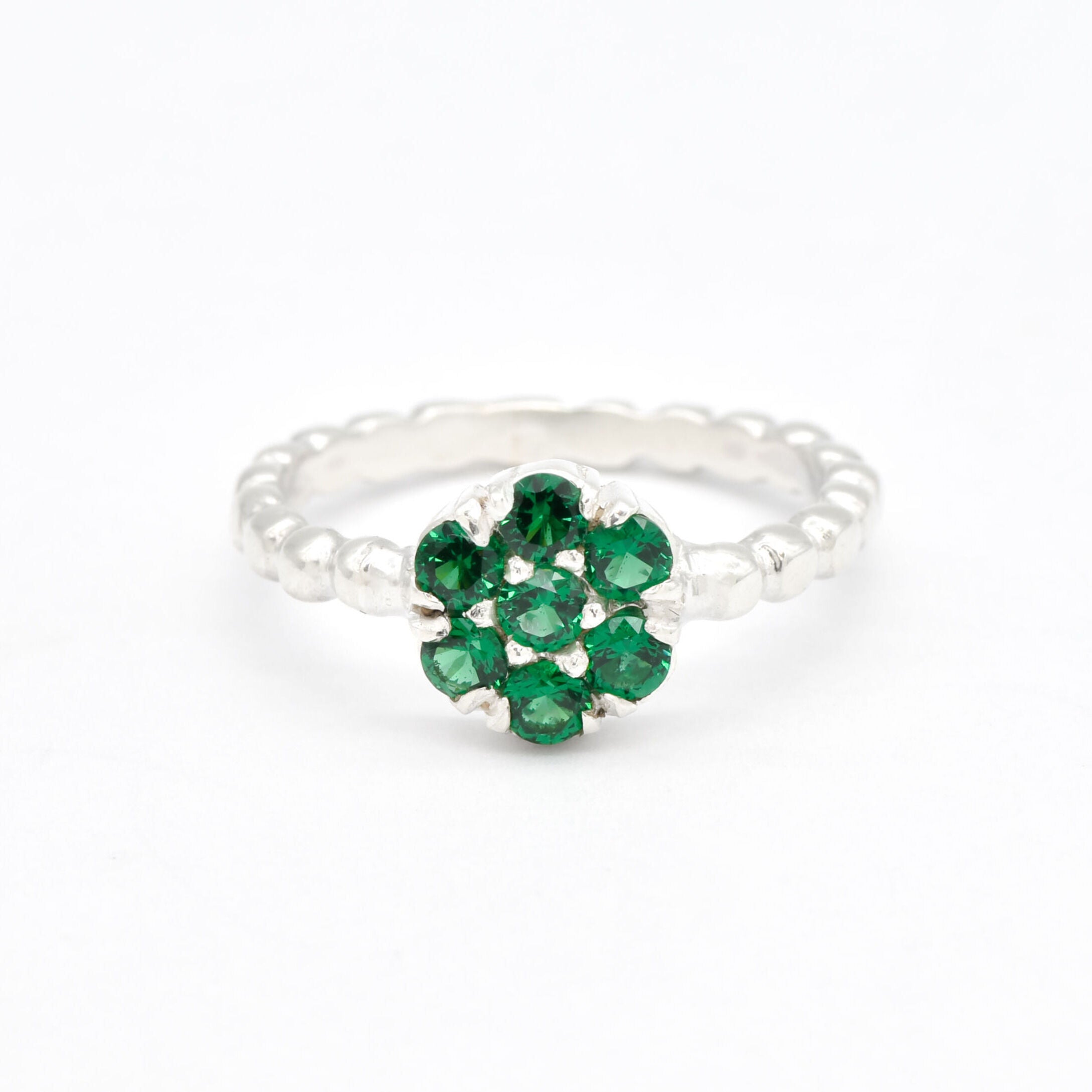 Elegant Created Emerald Ring in 925 Sterling Silver, perfect for daily wear and a thoughtful May birthday gift.