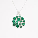Created Emerald Pendant made in 925 Sterling Silver with Round Created Green Emerald in Cluster setting, May Birthstone gift idea, symbolizes, ideal for everyday wear and perfect for birthday gifting and special occasions.