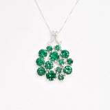 Created Emerald Pendant made in 925 Sterling Silver with Round Created Green Emerald in Cluster setting, May Birthstone gift idea, symbolizes, ideal for everyday wear and perfect for birthday gifting and special occasions.