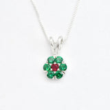Created Emerald Pendant made in 925 Sterling Silver with Round Created Green Emerald in Cluster setting, May Birthstone gift idea, symbolizes, ideal for everyday wear and perfect for birthday gifting and special occasions.