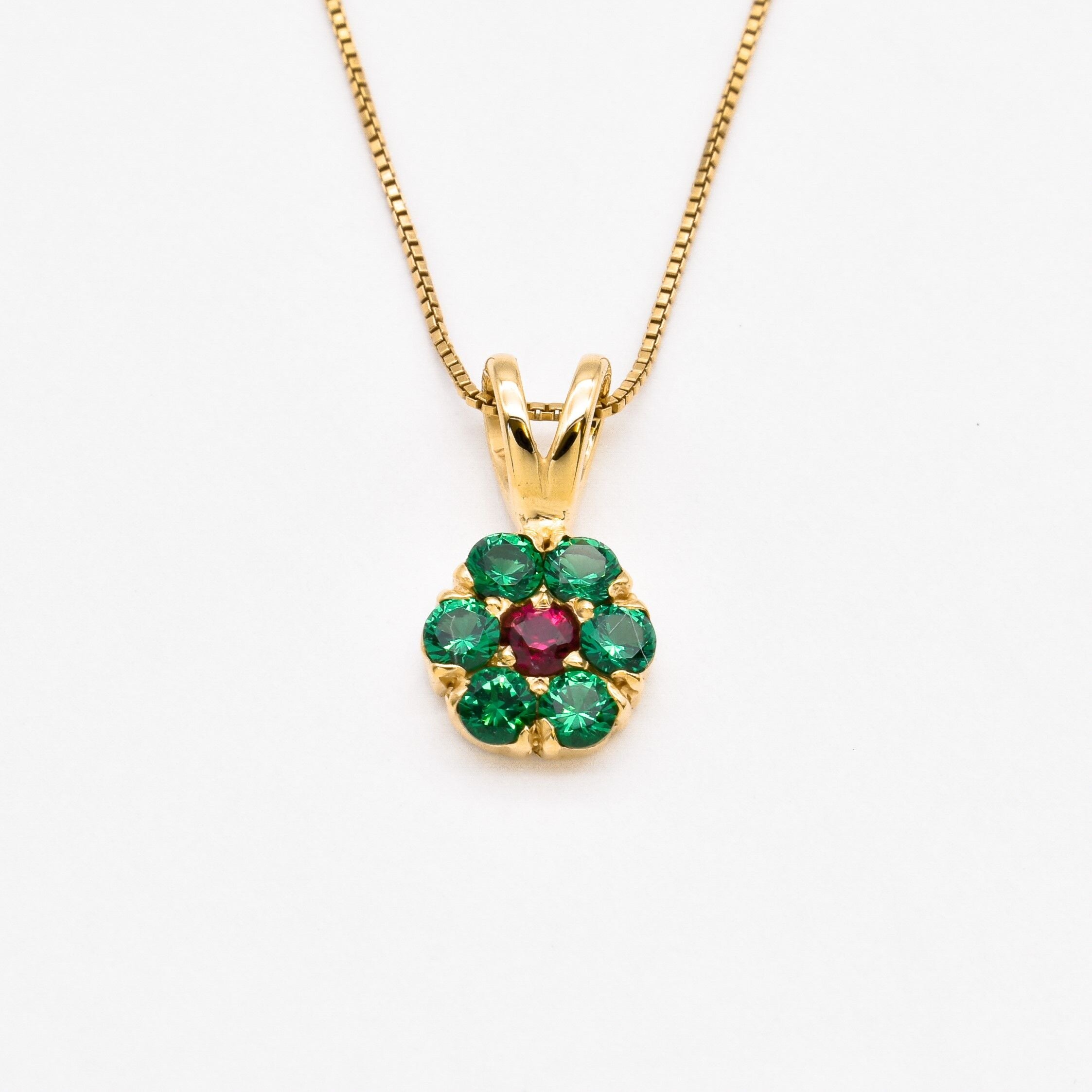 2609-1-P-cEME: Gold Vermeil 18k Created Emerald