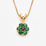 Created Emerald Pendant made in 18k Gold Vermeil with Round Created Green Emerald in Cluster setting, May Birthstone gift idea, symbolizes, ideal for everyday wear and perfect for birthday gifting and special occasions.