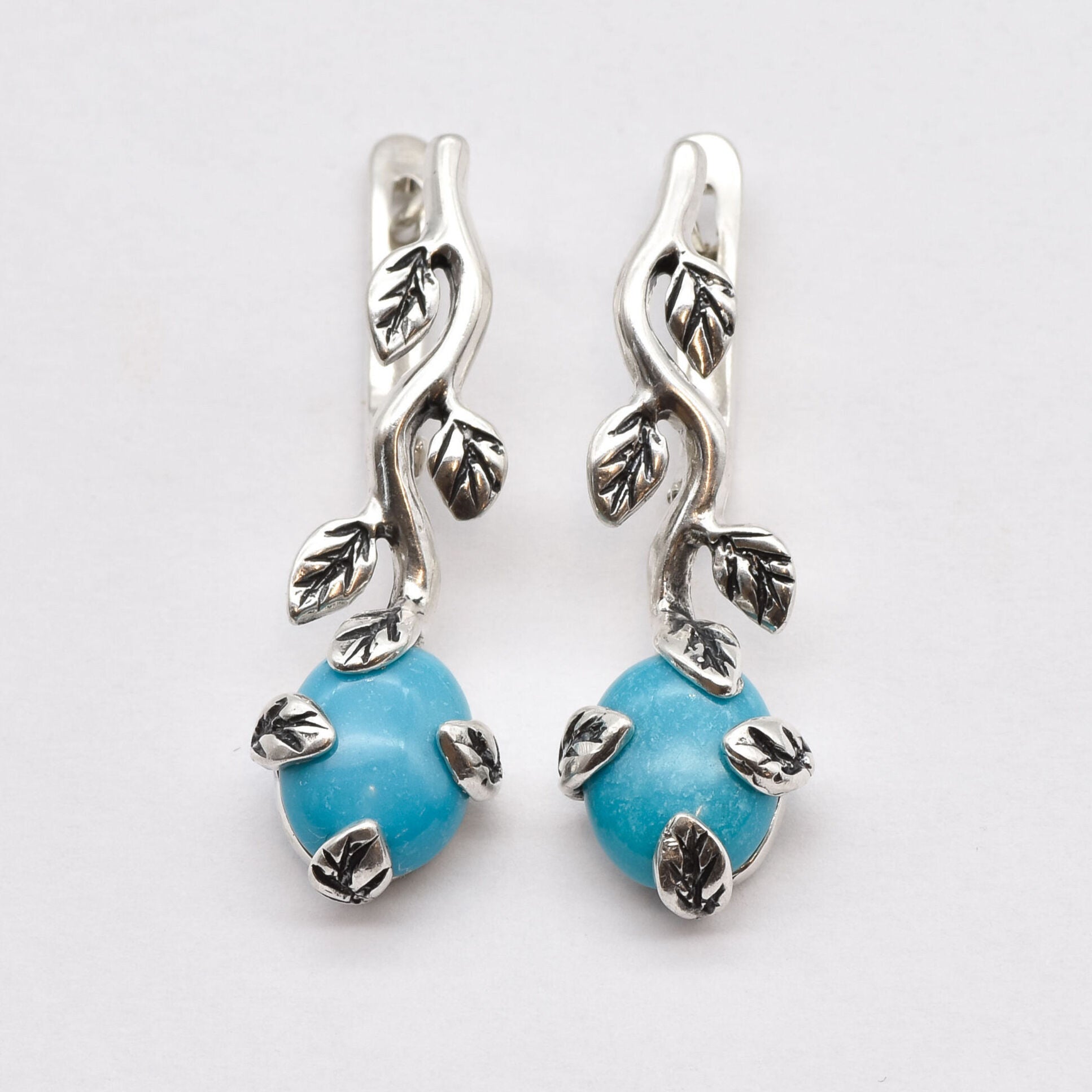 2848-E-nTUR: Sterling Silver 925 Natural Turquoise