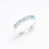 Blue Topaz Ring - Half Eternity Band - Stackable Blue Ring