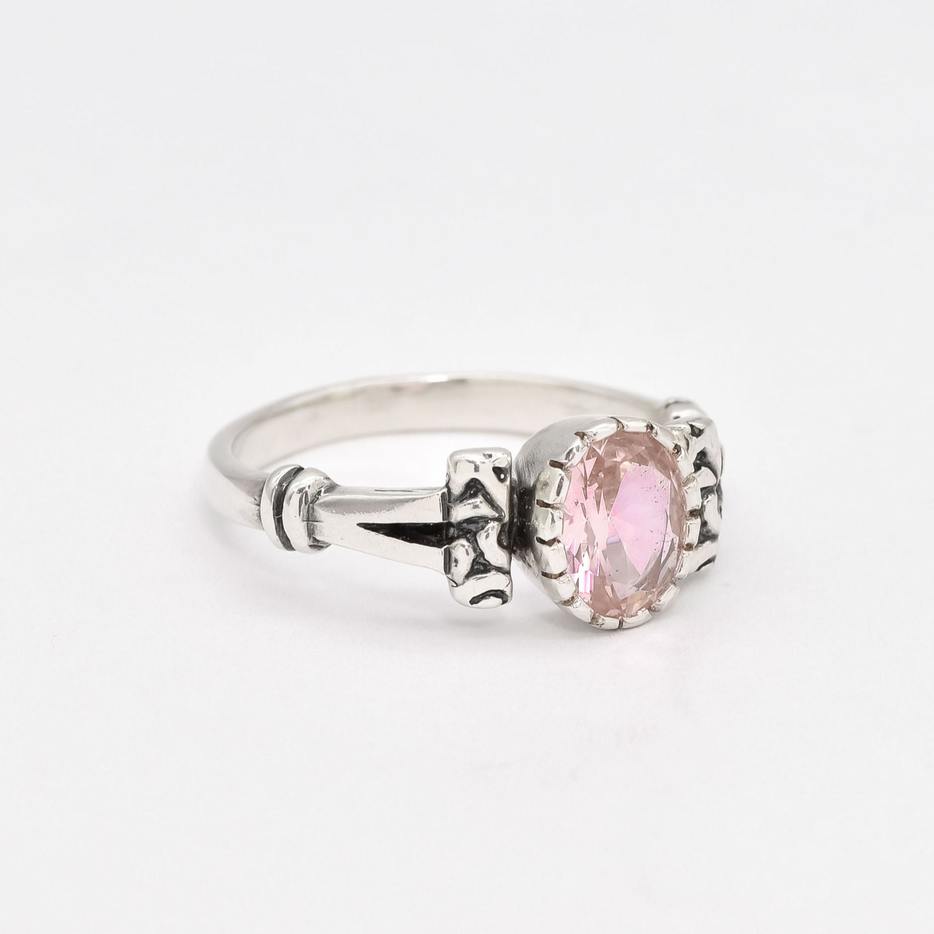 2945-R-cMOR: Sterling Silver 925 Created Morganite