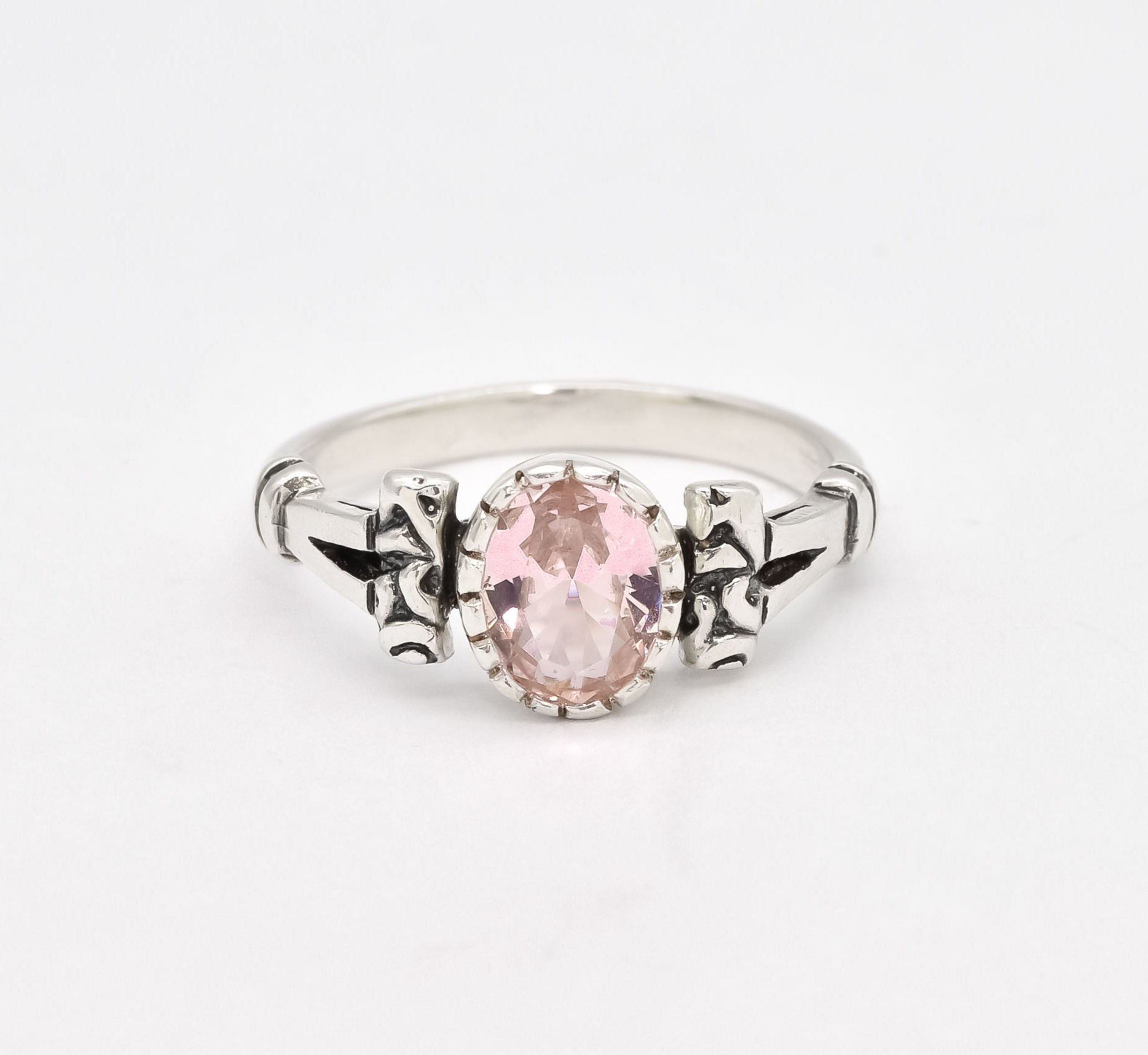 2945-R-cMOR: Sterling Silver 925 Created Morganite